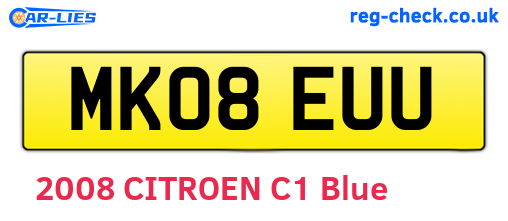 MK08EUU are the vehicle registration plates.