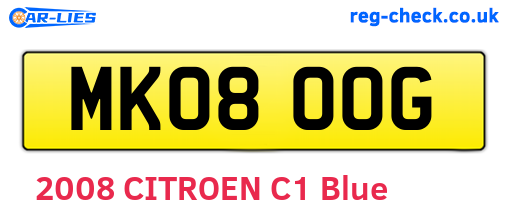 MK08OOG are the vehicle registration plates.