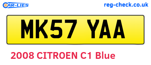MK57YAA are the vehicle registration plates.