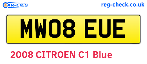 MW08EUE are the vehicle registration plates.