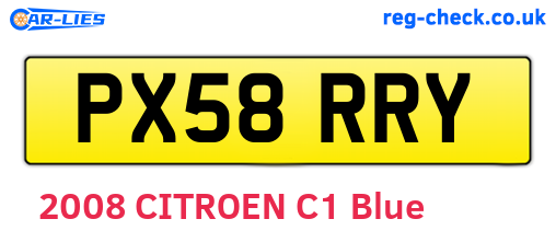 PX58RRY are the vehicle registration plates.