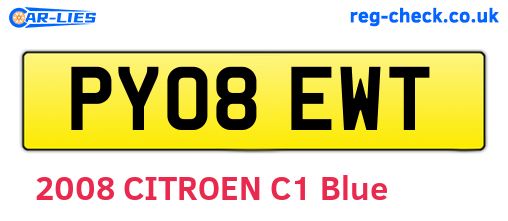 PY08EWT are the vehicle registration plates.