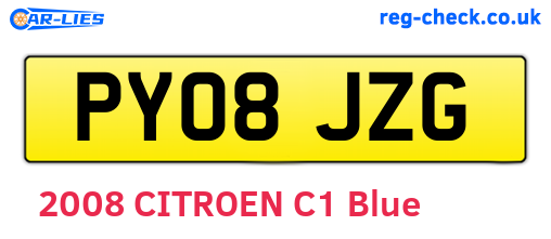 PY08JZG are the vehicle registration plates.
