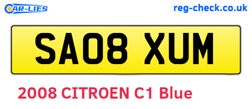 SA08XUM are the vehicle registration plates.