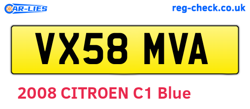 VX58MVA are the vehicle registration plates.