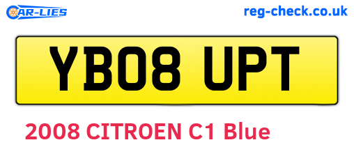 YB08UPT are the vehicle registration plates.