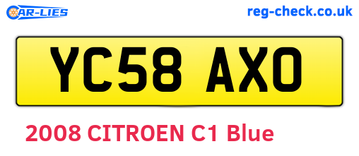YC58AXO are the vehicle registration plates.
