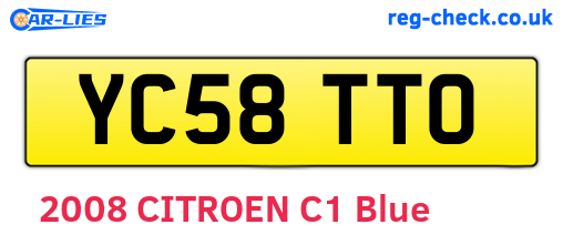 YC58TTO are the vehicle registration plates.