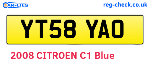 YT58YAO are the vehicle registration plates.