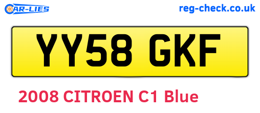 YY58GKF are the vehicle registration plates.