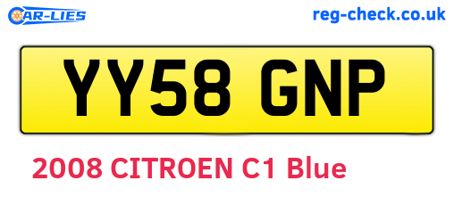 YY58GNP are the vehicle registration plates.