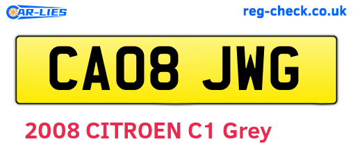 CA08JWG are the vehicle registration plates.