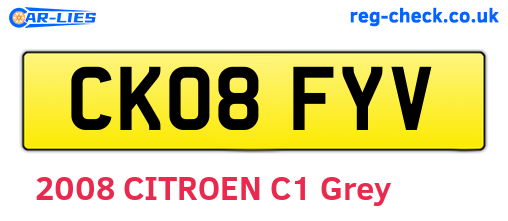 CK08FYV are the vehicle registration plates.