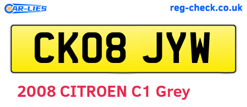 CK08JYW are the vehicle registration plates.