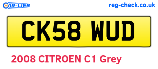 CK58WUD are the vehicle registration plates.