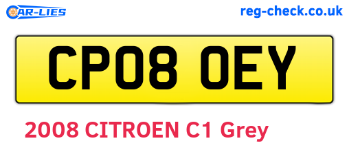 CP08OEY are the vehicle registration plates.