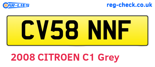 CV58NNF are the vehicle registration plates.