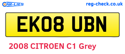 EK08UBN are the vehicle registration plates.