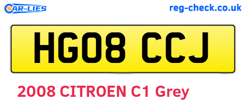 HG08CCJ are the vehicle registration plates.