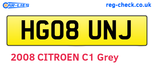 HG08UNJ are the vehicle registration plates.