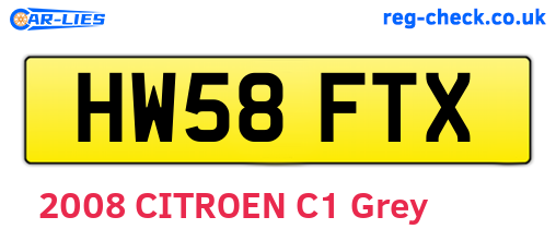 HW58FTX are the vehicle registration plates.