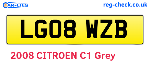 LG08WZB are the vehicle registration plates.