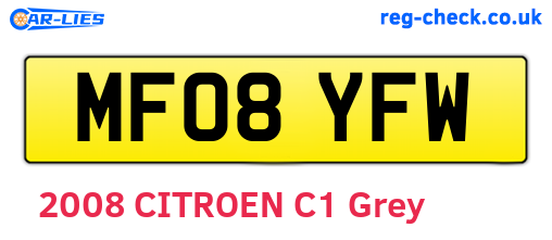 MF08YFW are the vehicle registration plates.