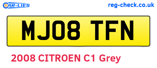 MJ08TFN are the vehicle registration plates.
