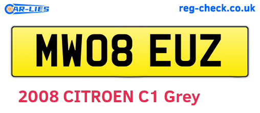 MW08EUZ are the vehicle registration plates.