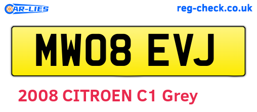 MW08EVJ are the vehicle registration plates.