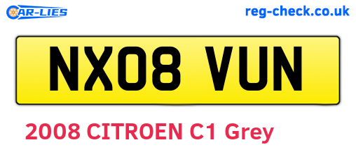 NX08VUN are the vehicle registration plates.