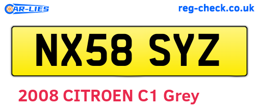 NX58SYZ are the vehicle registration plates.