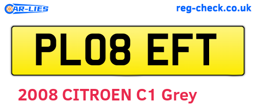 PL08EFT are the vehicle registration plates.