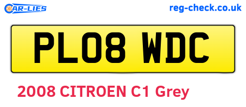 PL08WDC are the vehicle registration plates.