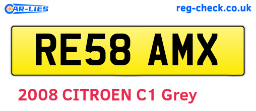 RE58AMX are the vehicle registration plates.