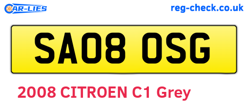 SA08OSG are the vehicle registration plates.