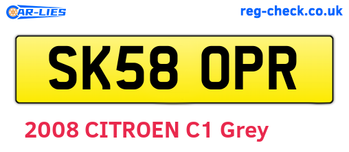 SK58OPR are the vehicle registration plates.
