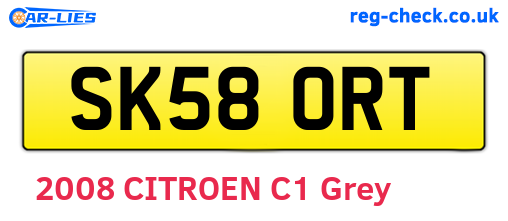 SK58ORT are the vehicle registration plates.