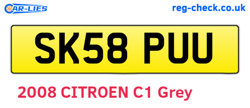 SK58PUU are the vehicle registration plates.