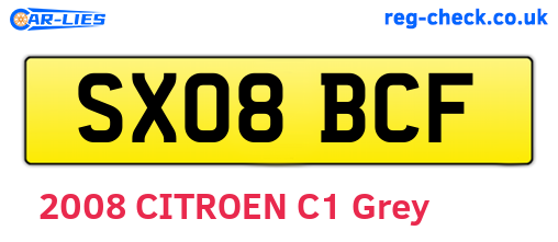 SX08BCF are the vehicle registration plates.
