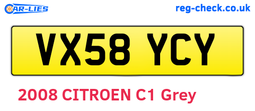 VX58YCY are the vehicle registration plates.