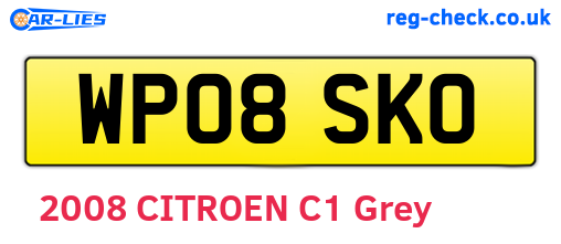 WP08SKO are the vehicle registration plates.