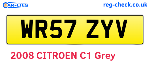 WR57ZYV are the vehicle registration plates.