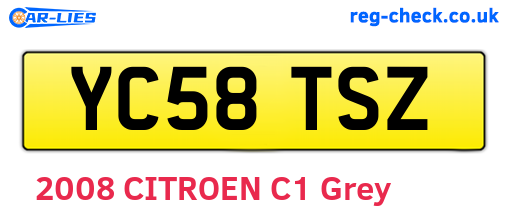 YC58TSZ are the vehicle registration plates.