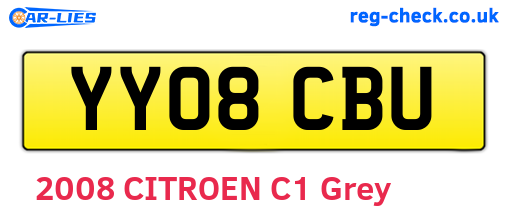 YY08CBU are the vehicle registration plates.