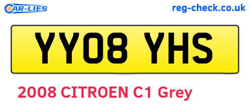 YY08YHS are the vehicle registration plates.