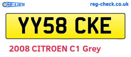 YY58CKE are the vehicle registration plates.