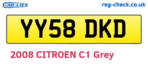 YY58DKD are the vehicle registration plates.