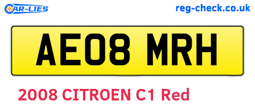 AE08MRH are the vehicle registration plates.