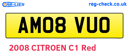 AM08VUO are the vehicle registration plates.